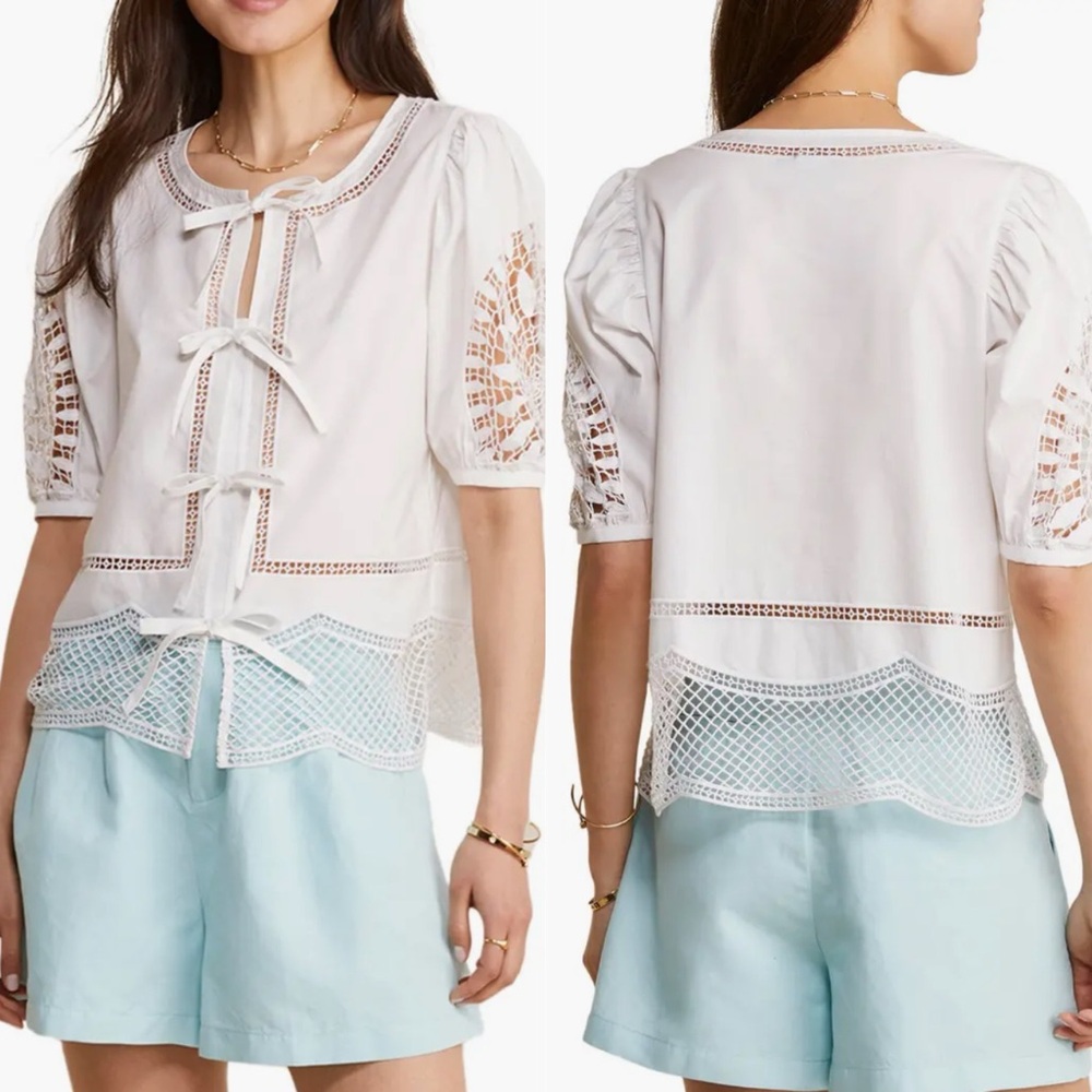 Vineyard vines just peachy white eyelet tie front‎ top